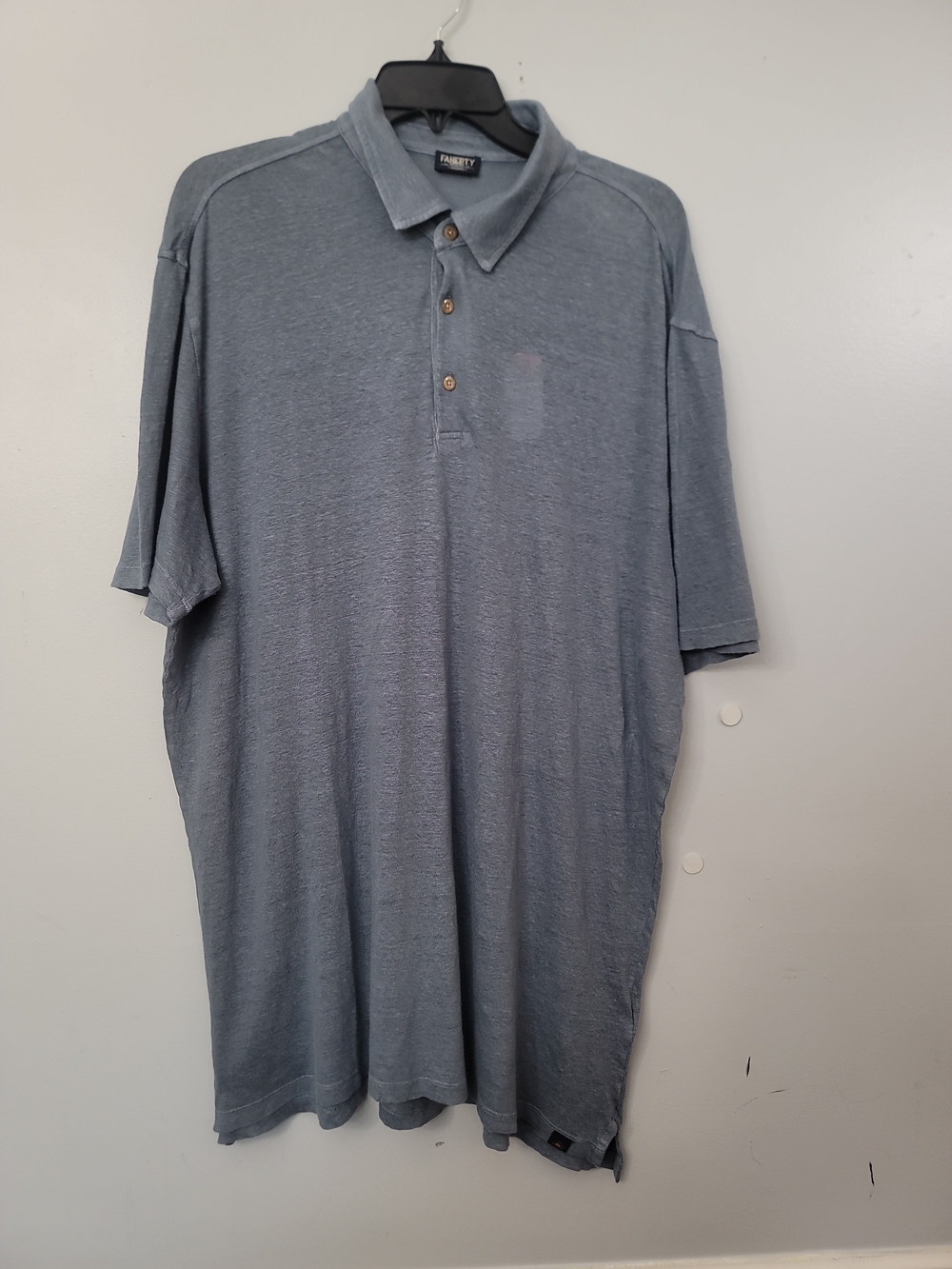 Faherty Short-Sleeve Linen Polo - Deep Marine